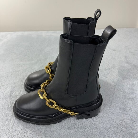 Sandro Leather Black Biker Boots Women's Size 9 - Picture 8 of 13